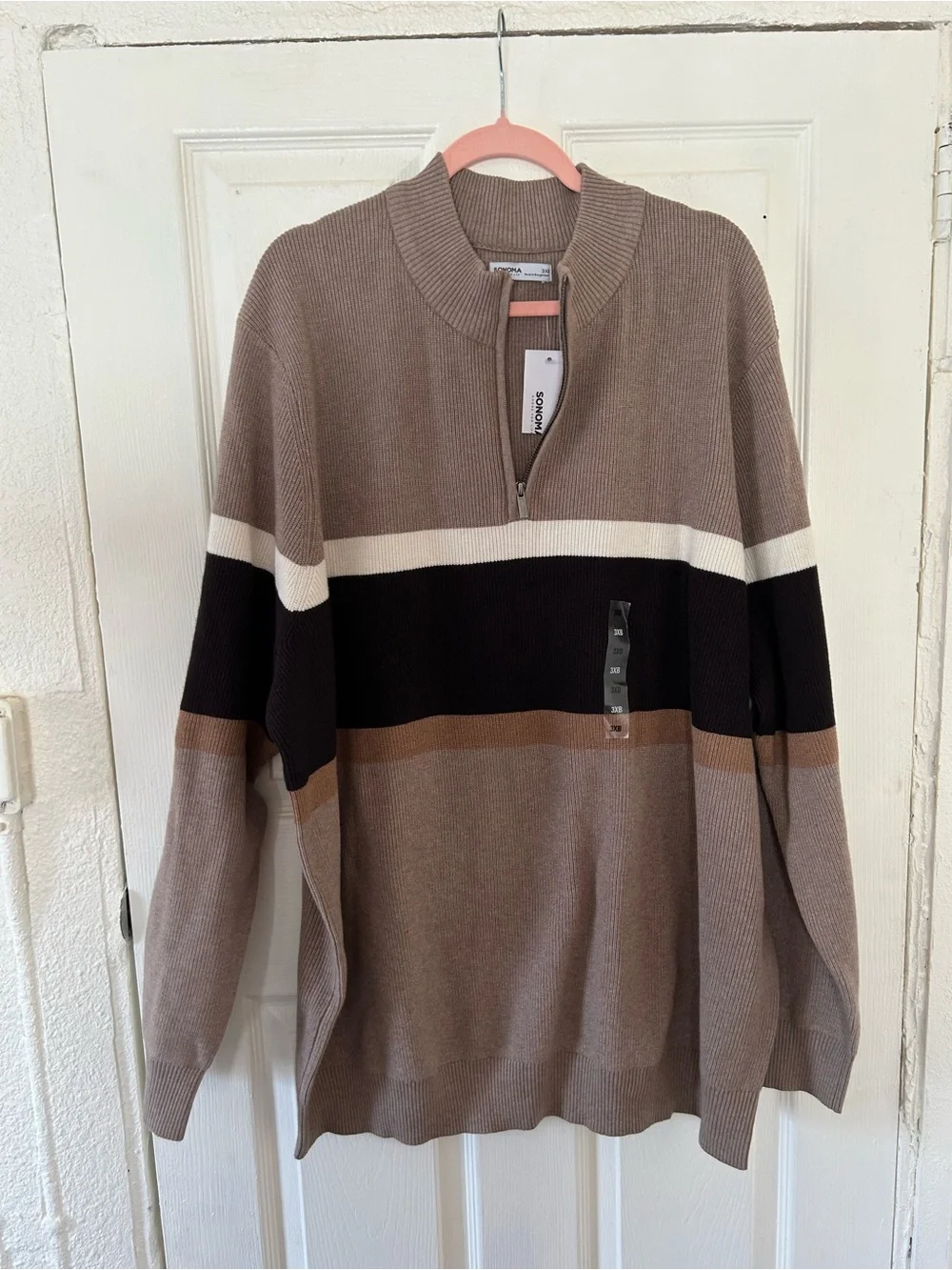 Big & Tall 3XB Sonoma Goods for Life Chest Stripe Quarter-Zip Sweater, Men's